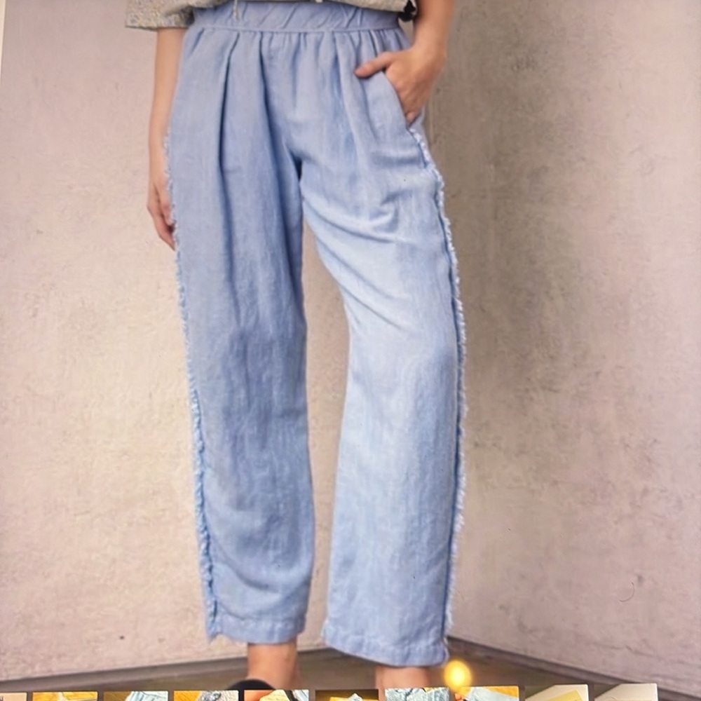 Raquel Allegra Linen Cotton Pull On Easy Pants 10/12